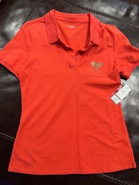 Bebe Orange polo shirt medium